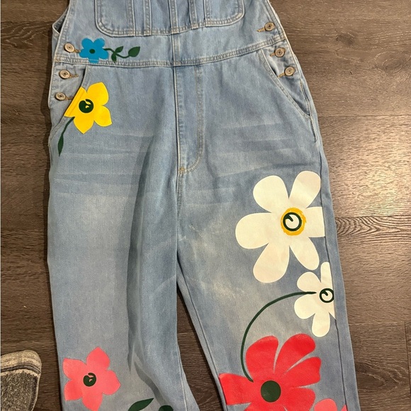 MISSLOOK Women's Denim Overalls with Floral Patterns - Picture 3 of 11